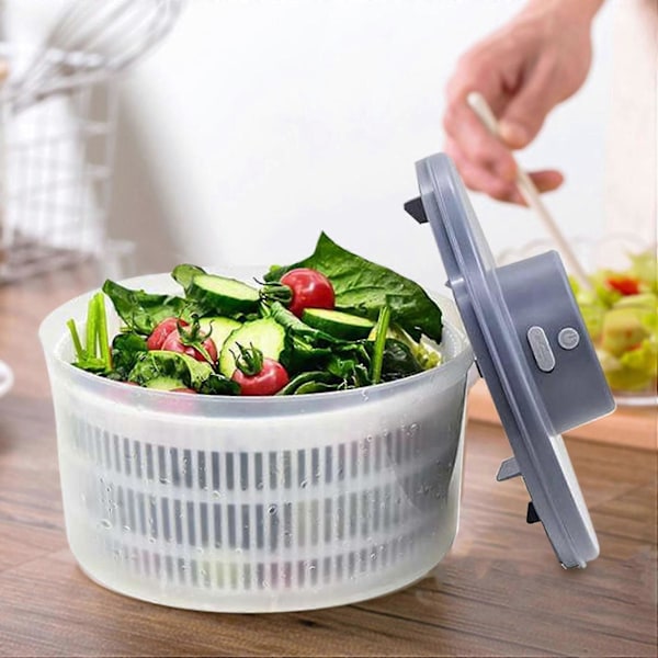 Passer for elektrisk salat- og grønnsakstørker for salat, USB-oppladbar, hurtigtørkende salat- og fruktbolle - FO SHAN RAN WANG