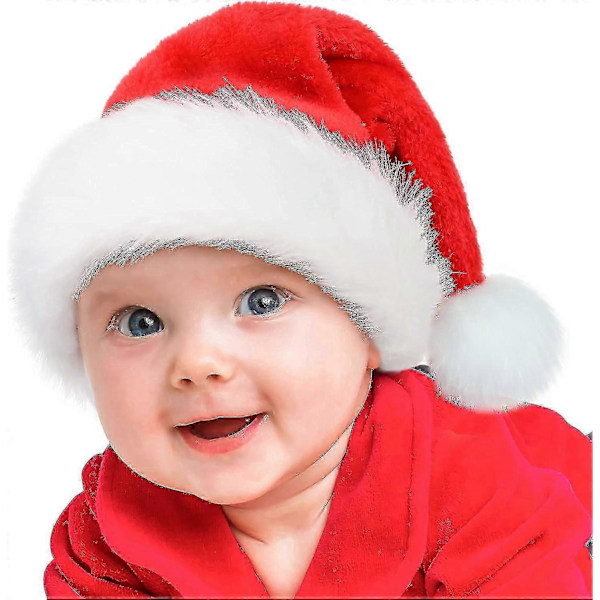 Fantastisk Baby Tomteluva, Julhatt för Spädbarn, Jullovshatt, Unisex Sammet Klassisk Tomteluva för