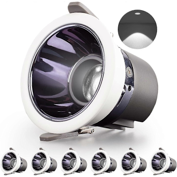 Upotettava LED-kylpyhuoneen spottivalo 6 kpl 7W 700lm = 70W hehkulamppu, IP44, kylmä valkoinen 6000K, AC 220-240V, asennusaukko 70-75mm, (valkoinen)