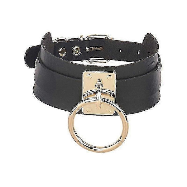 Justerbar PU Lær Choker Krage Mykt Lær Sirkel Punk Choker Halskjede