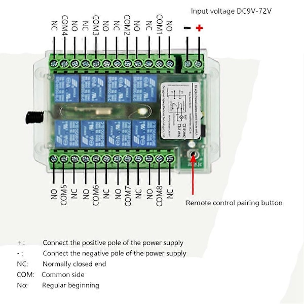 8 Kanal Trådløs Rf Fjernbetjeningskontakt DC 9-72V Fjernbetjening Trådløs Fjernbetjening Motorstyring Sw