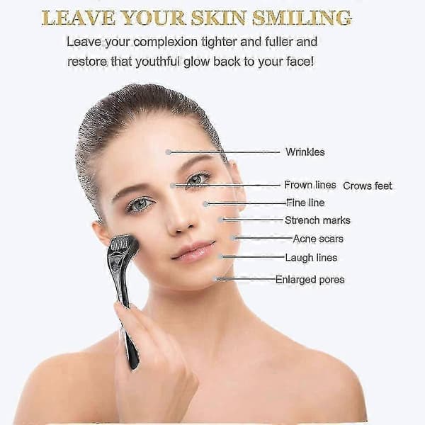 Derma Roller 0,75 mm, 540 Titanium Microneedle Roller til ansigt, ansigtsrynker, hårtab, strækmærker, hår