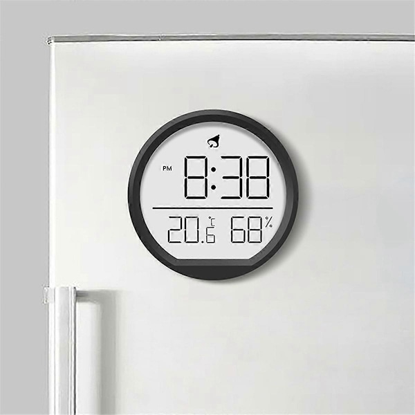 LED digital väggklocka temperatur, luftfuktighet, datumvisning elektronisk klocka Black