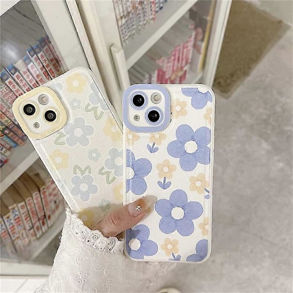 Sött blommigt kameraskydd mjukt iPhone-skal (Blå, iPhone 11)
