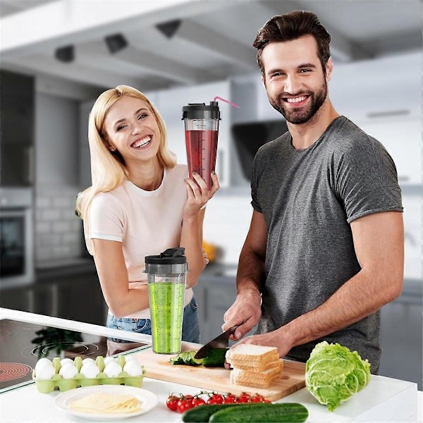 Ersättningsdelar för Ninja Blender, 24oz Ninja Blender-muggar med lock, Blenderblad för Nutri Ninj