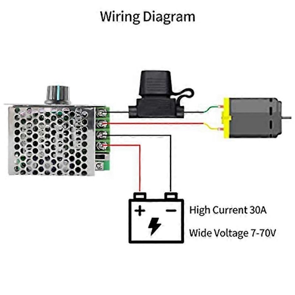 DC Motor Hastighetsregulator PWM-regulator, 7-70V 30A Justerbar 12/24V