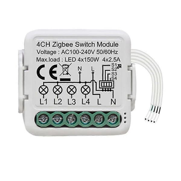 Tuya Zigbee Smart Switch Modul Relä 4 Smartlife Trådlös Kontroll Kompatibel Hem Yandex