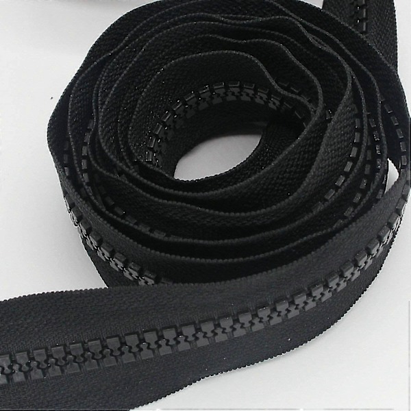 #10 Stor Plastiklynlås Metervare Bulk 5 Yards Med 10 stk. Lange Slidere Til DIY Syning Skrædderhåndværk Tasker Telte Sort (5 Yards)