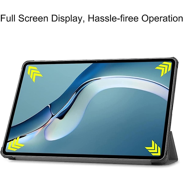 For Huawei MatePad Pro 12.6 2021 Nettbrettveske Lett Tri-Fold Stativ PC Hardt Bakdeksel Full Kropp Robust Støtsikkert Deksel (Farge: Grå)