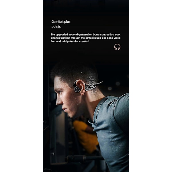 Benledningshörlurar, trådlösa Bluetooth-sportlurar med öppen design, vattentäta trådlösa hörlurar med inbyggd mikrofon för sport, träning, löpning,
