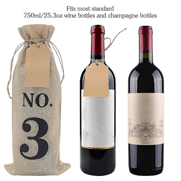 10 st Säckväv Vinpåsar Med Etiketter För Blindprovning Av Vin, Numrerade Hessian Tyg Glasflaskor Present B