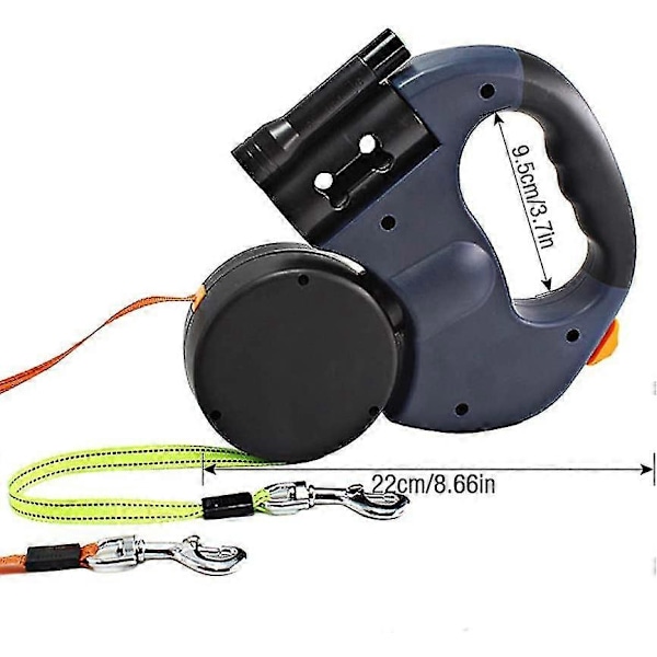 Infällbart Dubbelt Hundkoppel, 3m Dubbelt Hundkoppel För Två Hundar Flexibelt Dubbelt Hundkoppel Med Halkfritt Handtag, För Små Och Medelstora Hundar