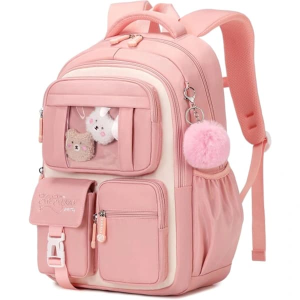 Söt skolväska/ryggsäck för flickor pink