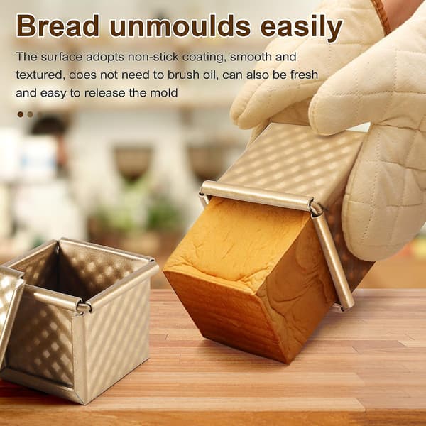 Firkantet brødform med låg, toastform, brødform, Pullman brødform med låg, non-stick mini vandkube toastboks