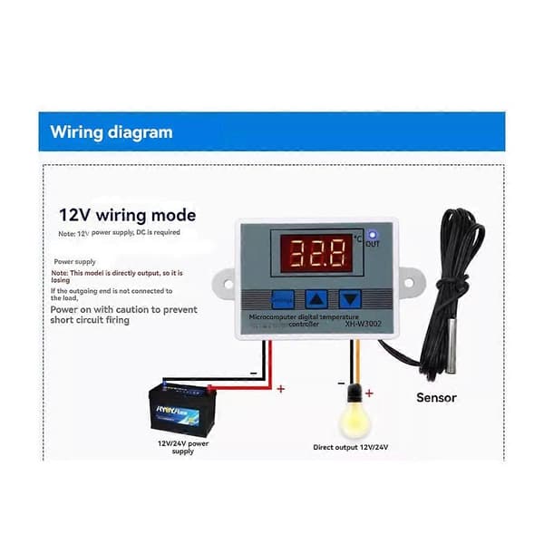 12V Profesjonell W3002 Digital LED Temperaturkontroller XH-3002
