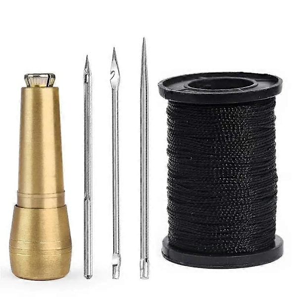 Läder Sykit Läder Syl Set Utbytbara Multifunktionella Skor Reparationsverktyg Kit Punch Stickning Nålar Sy Läderhantverk