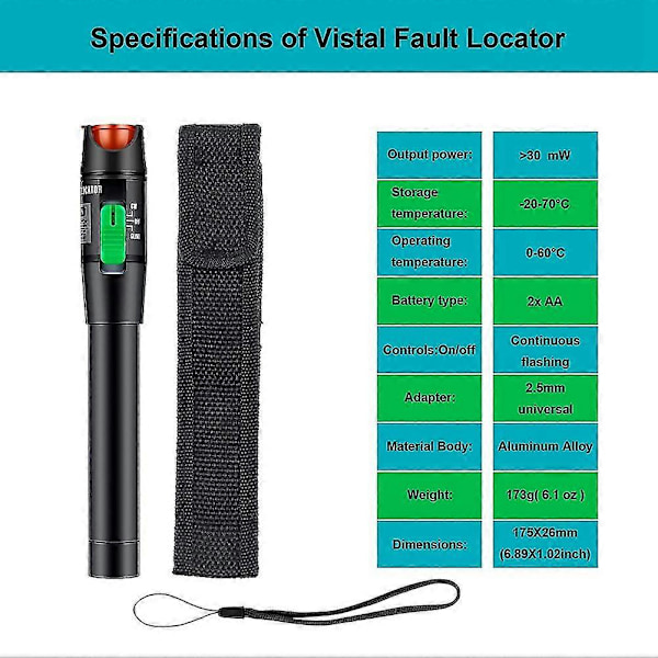 Sopii 30MW 30KM Visual Fault Locator -valokuitutesterille VFL Optic -kaapeli Single Mode Male - LC Femal-FO SHAN RAN WANG