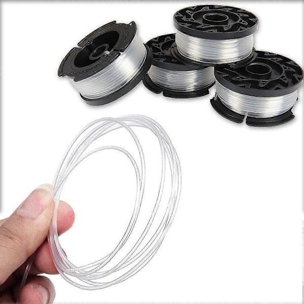 8 x Lankarullaa Black+Decker Trimmeriin, Nylonlangat 9 m 1,6 mm Langan Halkaisija Rullan Suojuksella ja Jousella
