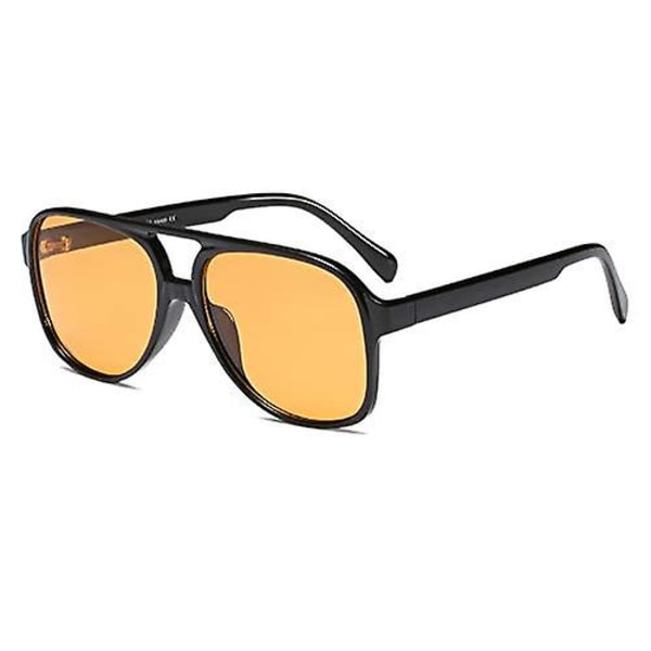 SQCLV Vintage Retro 70'er Solbriller til Kvinder Mænd Klassiske Store Firkantede Aviator Stel UV400 Hornindfattede Briller