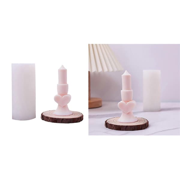 3D Kærlighedshjerte Cylinder Stearinlysform Harpiksforme til Stearinlysfremstilling Silikone Klar Tekstur Cylinder Stearinlys Silikoneforme