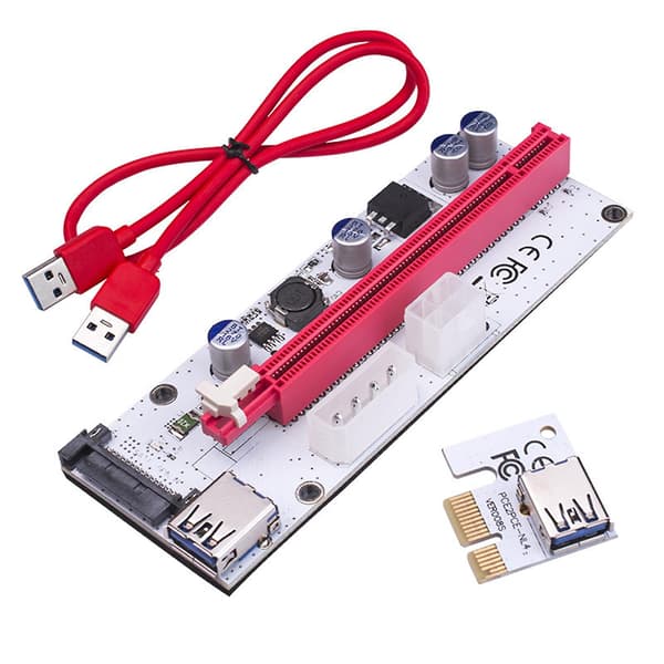 PCI-E PCI Express Riser-kort 1x til 16x USB 3.0 datakabeladapter SATA til 4-benet IDE Molex 6-benet til Bitcoin-mining A