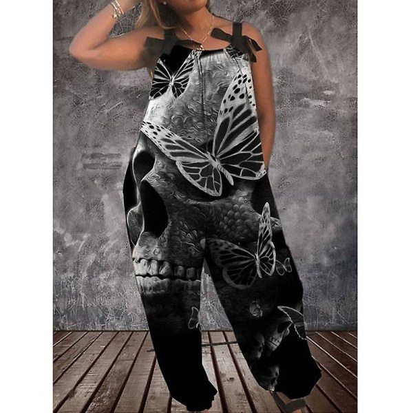 Halloweenoveraller för kvinnors printed jumpsuit Loose Fit Casual Playsuit Haklapp Overall Baggy Harem Byxor style 7 3XL