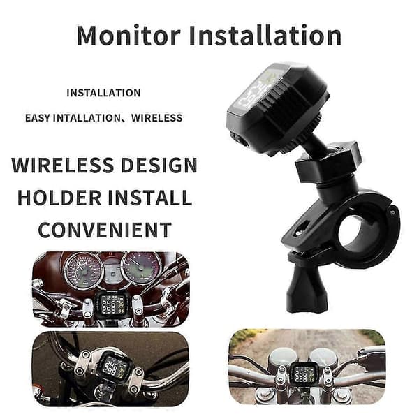 Tpms Motorcykel Dæk Temperatur Alarm Sensor USB Opladning LCD-Display