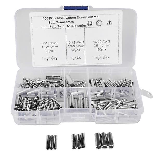 200 stk. Samlemuffe Splejsning DIY Ledningsferrule Krympe Terminal Kit Uisoleret