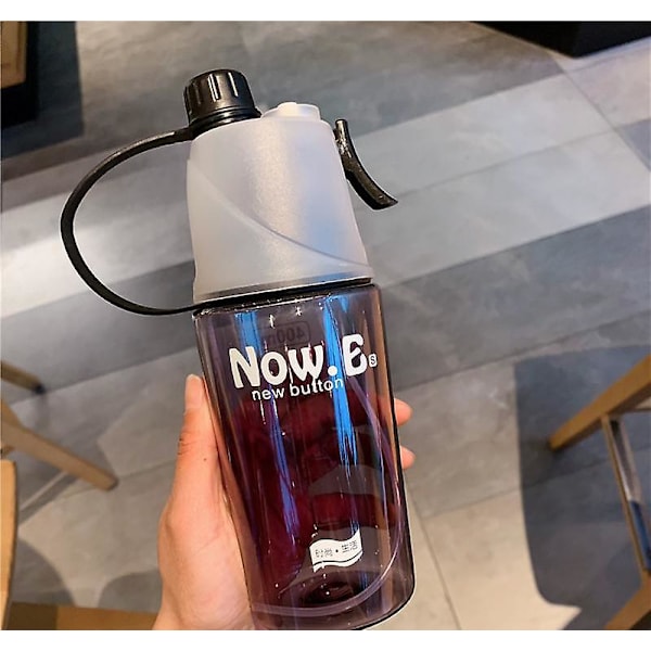 JUSCH Spray vattenkopp kreativ utomhus sport plast vattenflaska sommar hydrering kylkopp svart (opp påse) 400ml(WZ1893),QINWEI-608