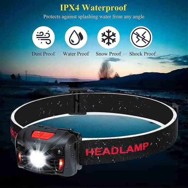 USB Oppladbar LED Hodelykt, Vanntett Lett Mini Hodelykt, Perfekt for Løping, Jogging, Fiske, Camping