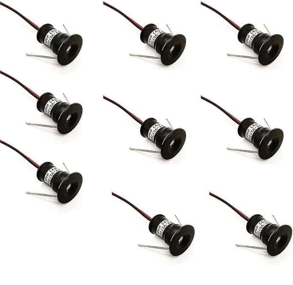 Sort 9 stk. Mini 12v 1w Led Loft Indbyggede Spotlights Ip65, 3000k (120, Varm Hvid).