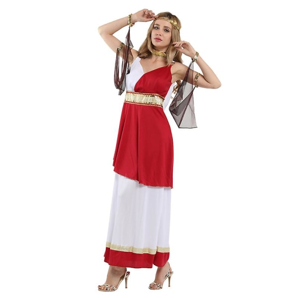 Karneval Halloween grekisk gudinna Athena kostym Romersk myt Drottning Prinsessa Rollspel Cosplay Festklänning M