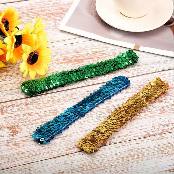 6 Stykker Sekvens Hodebånd Sports Glitter Hodebånd Elastisk Glitrende Bling Sport Hodebånd