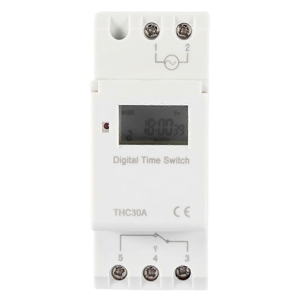 THC 30A Digital Timer Switch Programmerbar Elektronisk Tidsstyringskontakt (12V)
