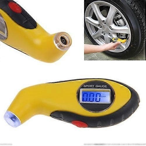 LCD Digital Dæktryksmåler - 0-100Psi & Baggrundsbelyst & LED-lys - til Bil & Motorcykel A