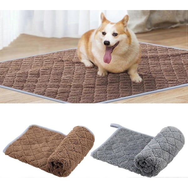 Lemmikkimatto, konepestävä, lämpöprässätty ruutukuvio, hienosti ommeltu reunus, erittäin pehmeä, lämmin lemmikkityyny, kahvi, XL