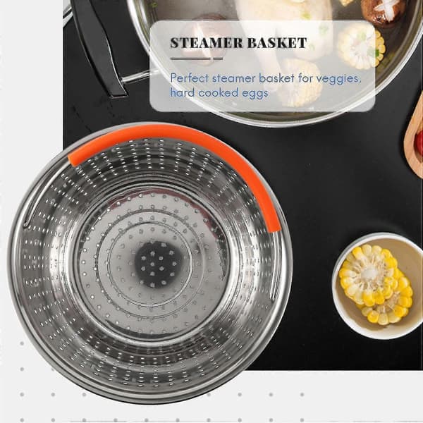 Dampkurv i rustfritt stål med silikonbelagt håndtak