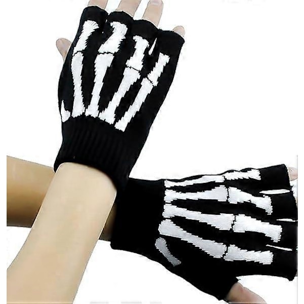 Unisex Stretchy Fingerløse Håndvarmere Skjeletthansker
