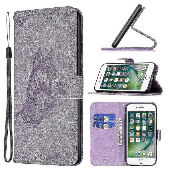 Iphone 7/8/Se 2020 Violet Sommerfugl Mobilcover
