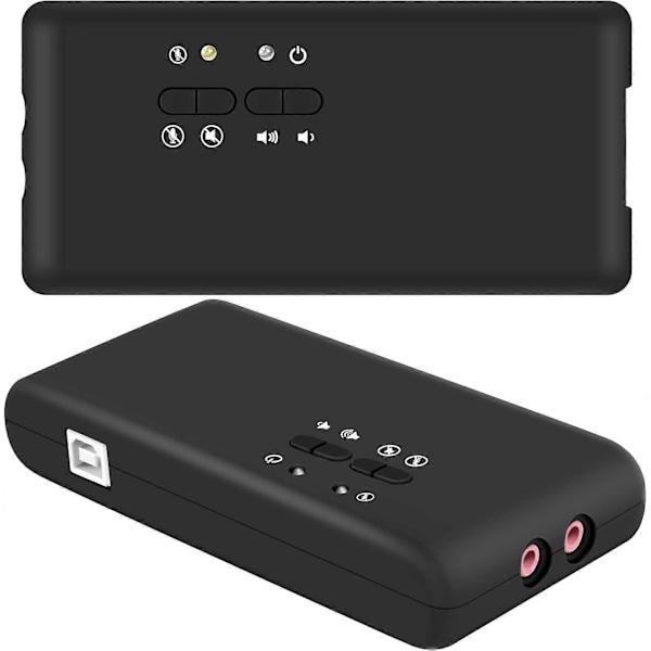 USB 7.1 Ulkoinen Äänikortti, 8-kanavainen - 7.1 Kanavainen USB-Äänilaatikko - Jopa 8 Kaiutinta - Dynaaminen 3D-Tilaääni - Samanaikainen Tallennus ja Toisto