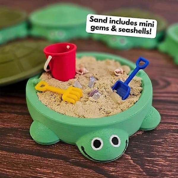 Sköldpaddssandlåda med sand och miniverktyg, leksaker, nyhetspresent