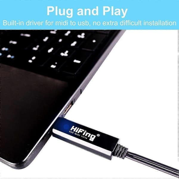 USB IN-OUT MIDI Interface Konverter/Adapter med 5-PIN DIN MIDI Kabel egnet til PC/Laptop/