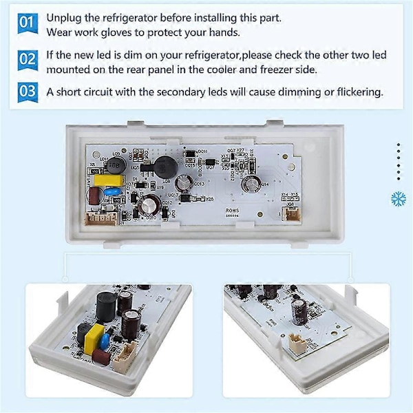 Uusi päivitetty W10515058 LED-valo yhteensopiva Whirlpool/Kenmore/Maytag-jääkaappipakastimien kanssa