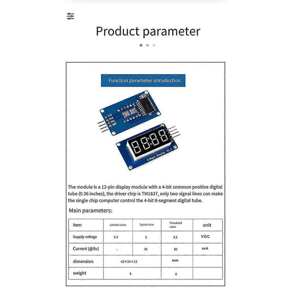 TM1637 4-Bit LED Display Modul til , 0,36 Tommer 7-Segment Rød Anode Ur Rør & 4 Seriel Driver B