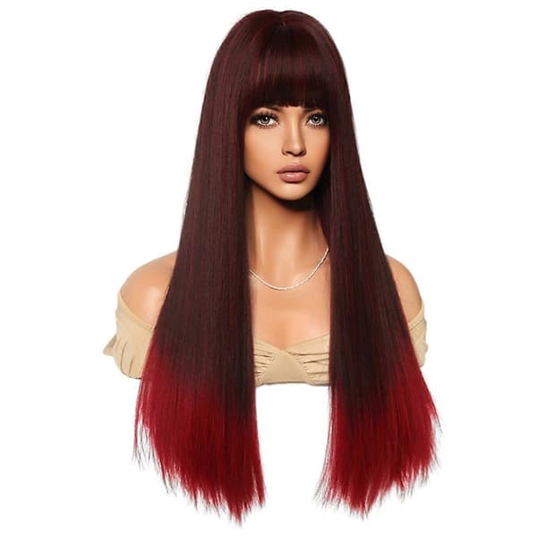 Svart Gradient Rød 62cm Cosplay Parykk