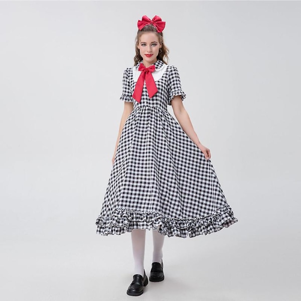 Carnival Halloween Little House Prairie Girl kostym Söt Lolita Coffee Shop Maid Cosplay Fancy festklänning Navy S