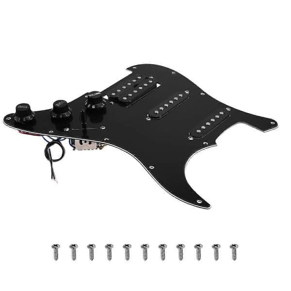 1Set SSH Gitarr Plektrumskydd Kabeldragning Laddad Förkopplad + Dubbel Spole Pickup