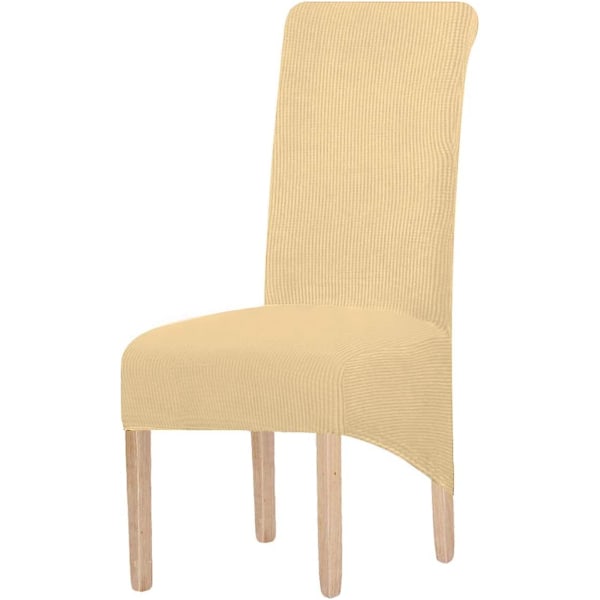 Stort strækbart jacquard spisebordsstolbetræk (Beige, 2 stk.)