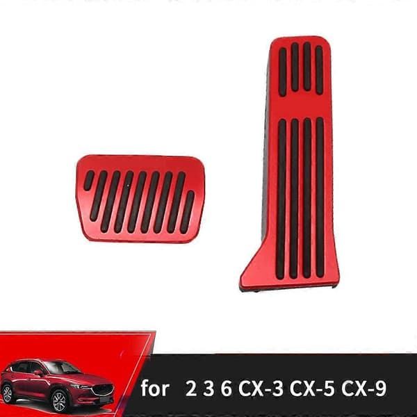 Aluminiumslegering Accelerator Pedal Covers uden boring, Bremsefodpedaler 2 stk. (Rød) til Mazda 2 3