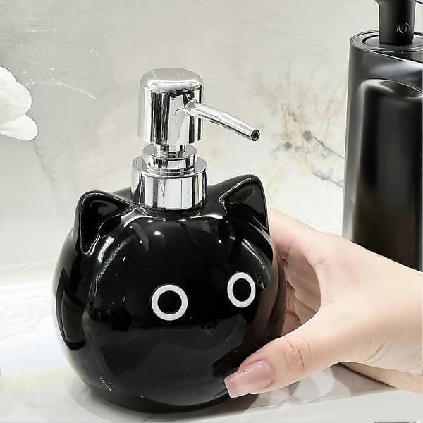 Keramisk Kat Sæbedispenser Lotion/Brusegel Dispenser Sød Dyre Håndsæbedispenser Trykbar Lotion Dispenser 2 stk.